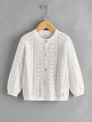Girls Hollow Out Long Sleeve Knit Cardigan Sweater