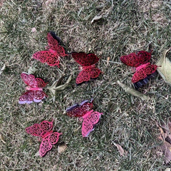 6pcs Glittering Butterfly Stickers Double Layer Decorative Indoor Outdoor Decor