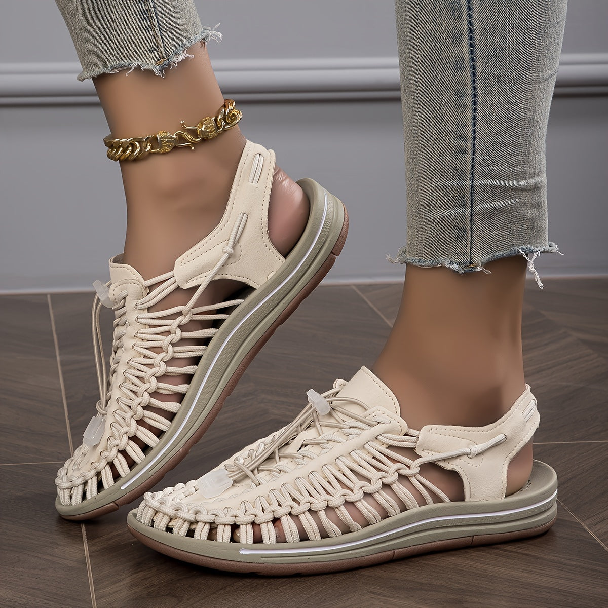 Women's Casual Solid Sandals Summer Breathable Closed Toe Hole Slippers