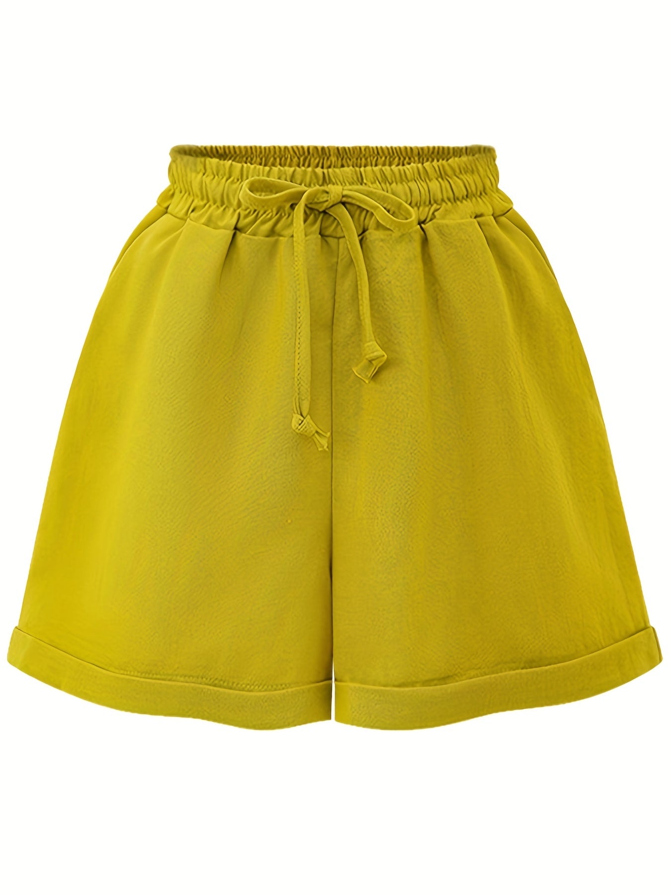 Casual Shorts Women's Plus Solid High Rise Slight Stretch