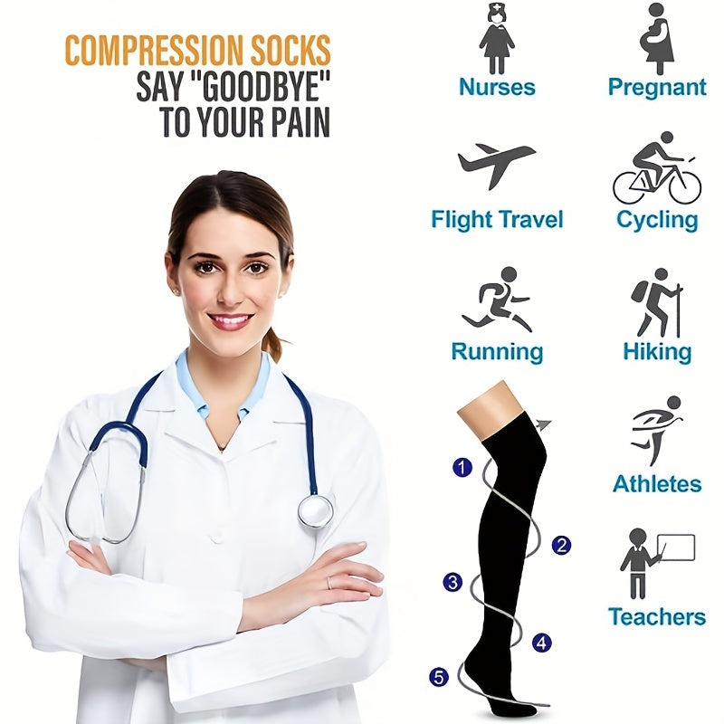 3 Pairs Compression Socks For Women And Men Knee High Compression Sock