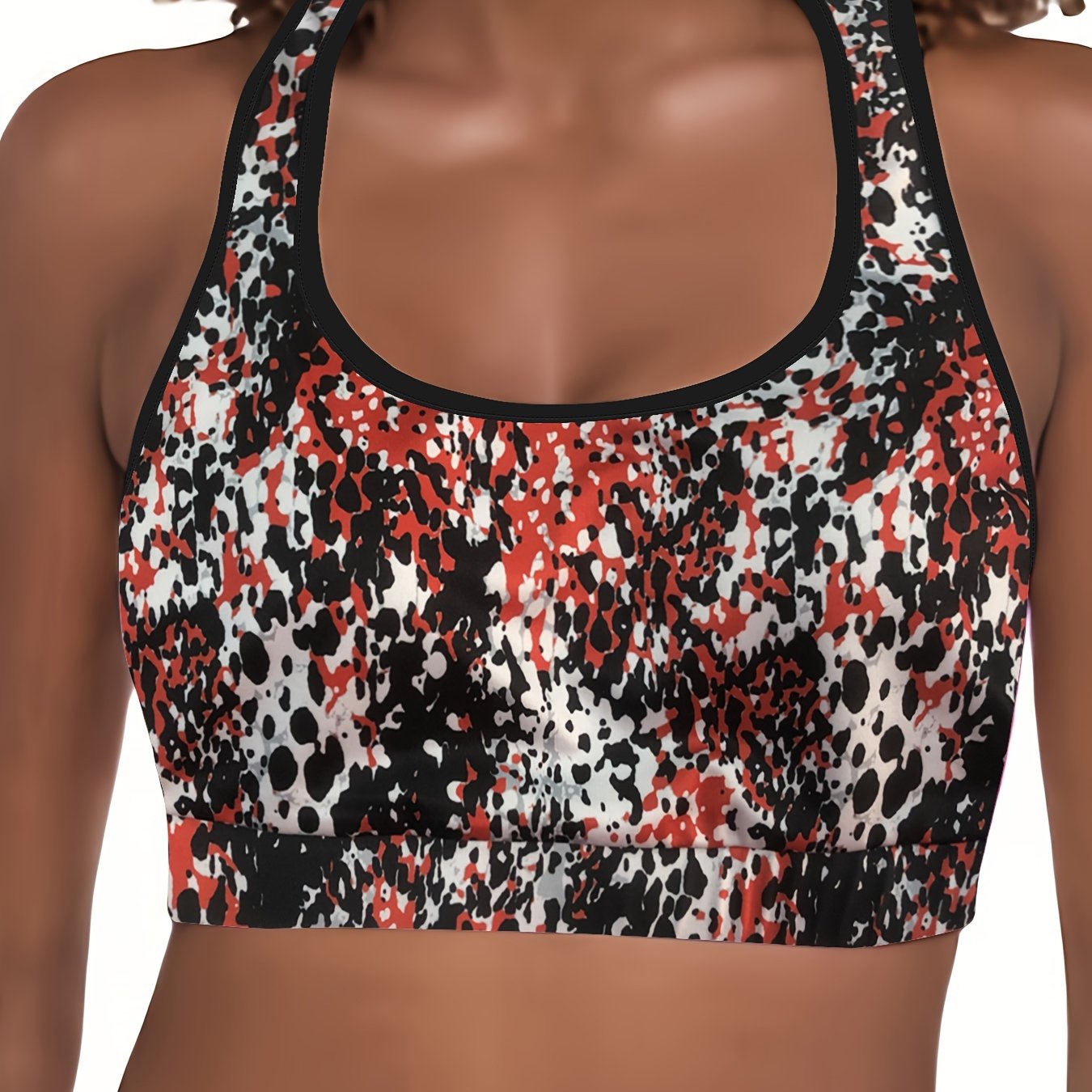 Sports Bra Women's Plus Splash Print Racer Back Breathable