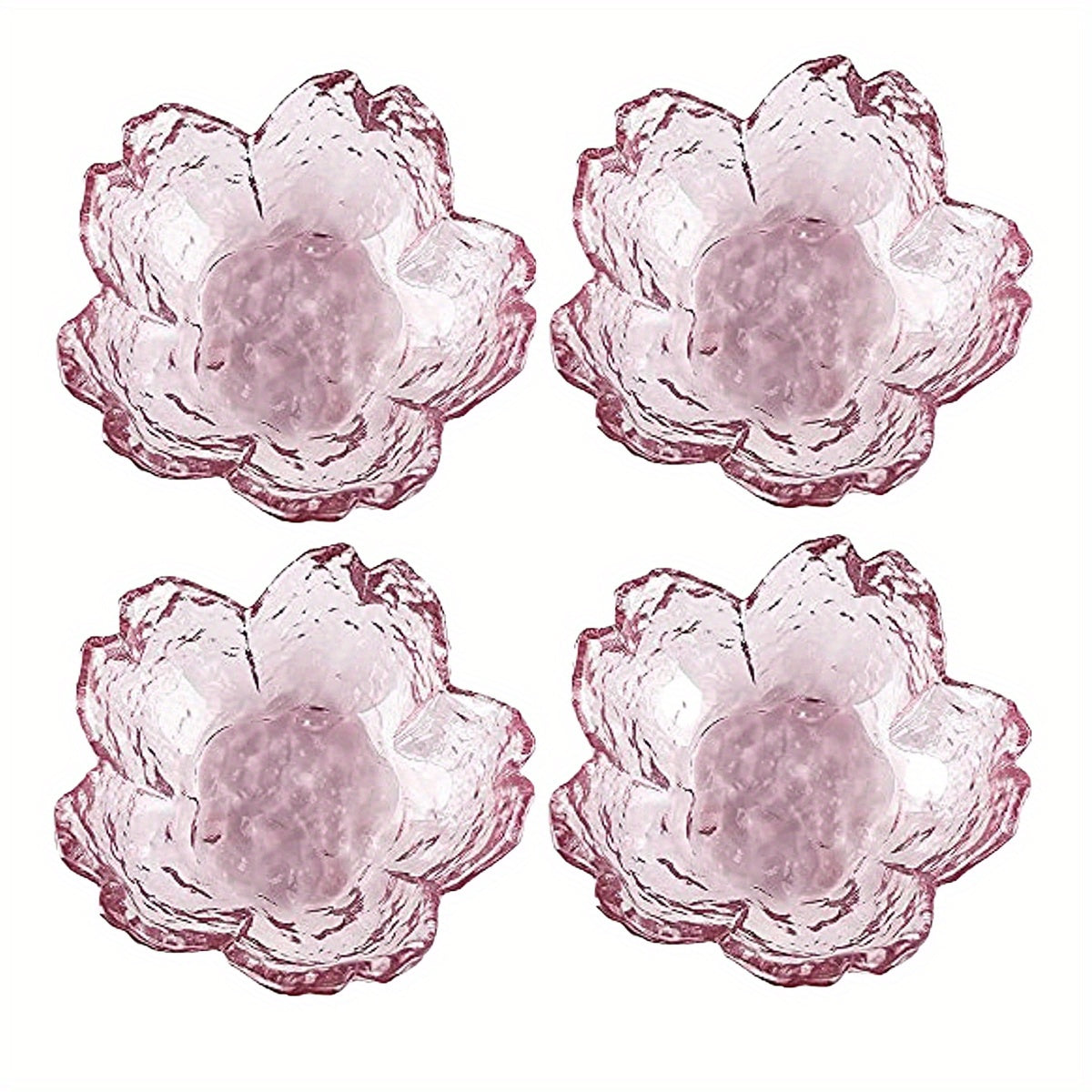 4pcs Dessert Dishes Fruit Bowl Cherry Blossoms Dish Glass Seasoning Dish