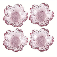 4pcs Dessert Dishes Fruit Bowl Cherry Blossoms Dish Glass Seasoning Dish