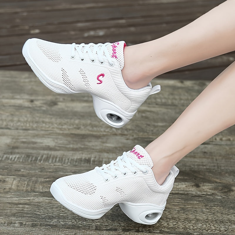 Breathable Mesh Women's Heightened Sneakers Professional Dance Shoes