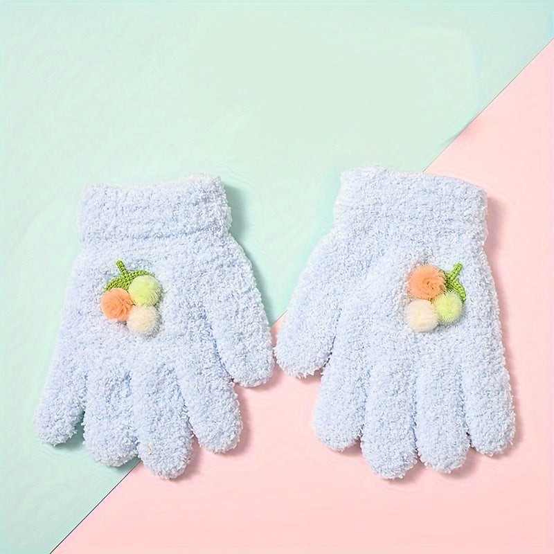 Children's Winter Knitted Gloves Cartoon Full Finger Gloves