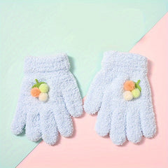 Children's Winter Knitted Gloves Cartoon Full Finger Gloves