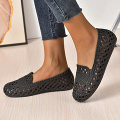 Women's Hollow Out Flat Sandals Close Toe Slip On Shoes Casual Flats