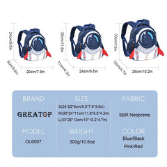 3D Rocket Kids Backpack Anti lost Astronauts School Bags Waterproof Neoprene Bag