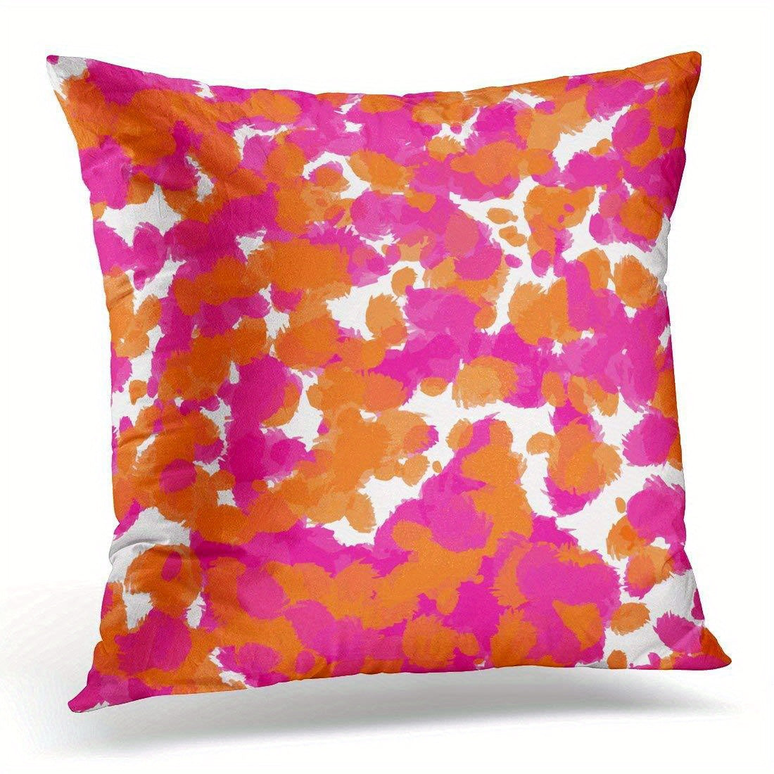 Colorful Girly Hot Pink Fuchsia Orange Pillow Cover 45x45cm Hidden Zipper