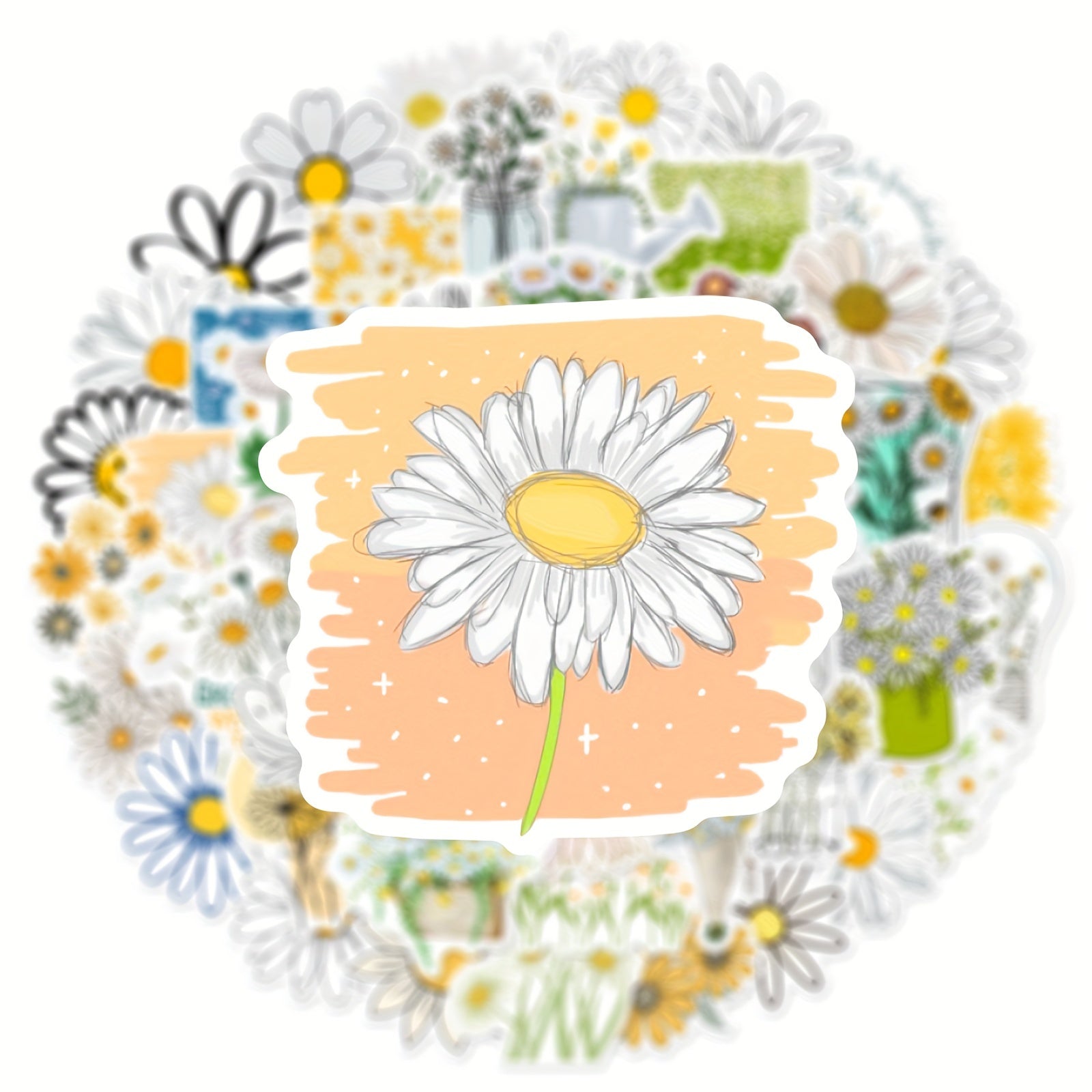 50Pcs Daisy Graffiti Stickers Waterproof DIY Creative Stickers