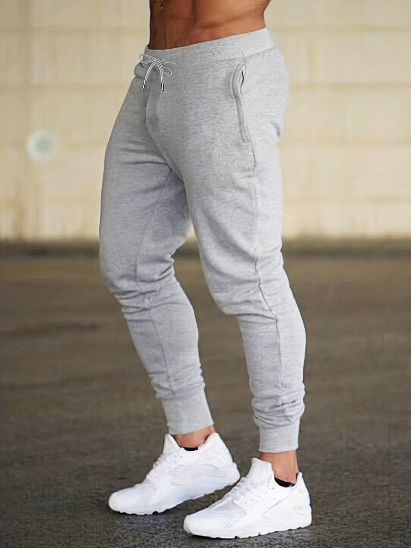 Men's Solid Drawstring Sweatpants Pocket Casual Comfy Jogger Pants