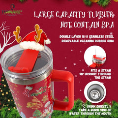 40oz Christmas Pattern Water Bottle Portable Insulated Cup