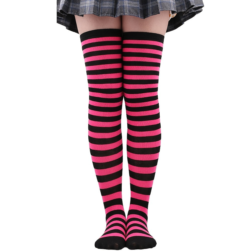 Christmas Stripes Over Knee Socks Women's Stockings