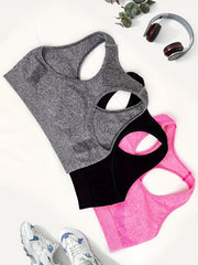 3pcs Solid Yoga Tank Top Sports Bra Sets for Women