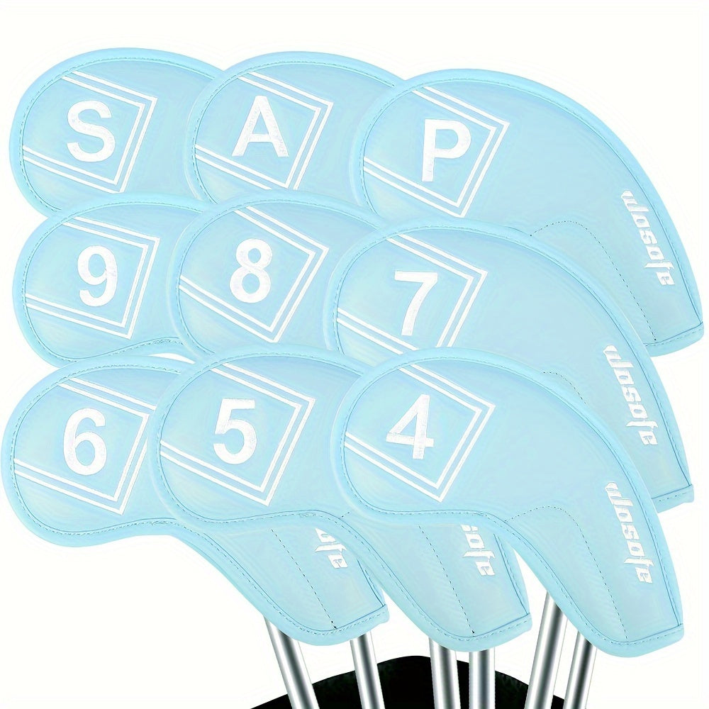 9 Pcs PU Leather Golf Headcovers Waterproof Putter Club Cover