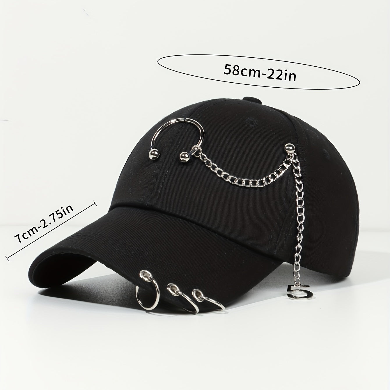 Summer Punk Chain Iron Ring Duck Cap Street Baseball Cap Sunshade Hip hop Cap