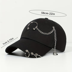 Summer Punk Chain Iron Ring Duck Cap Street Baseball Cap Sunshade Hip hop Cap