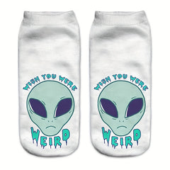 5 Pairs Alien Print Socks Low Cut Women's Stockings