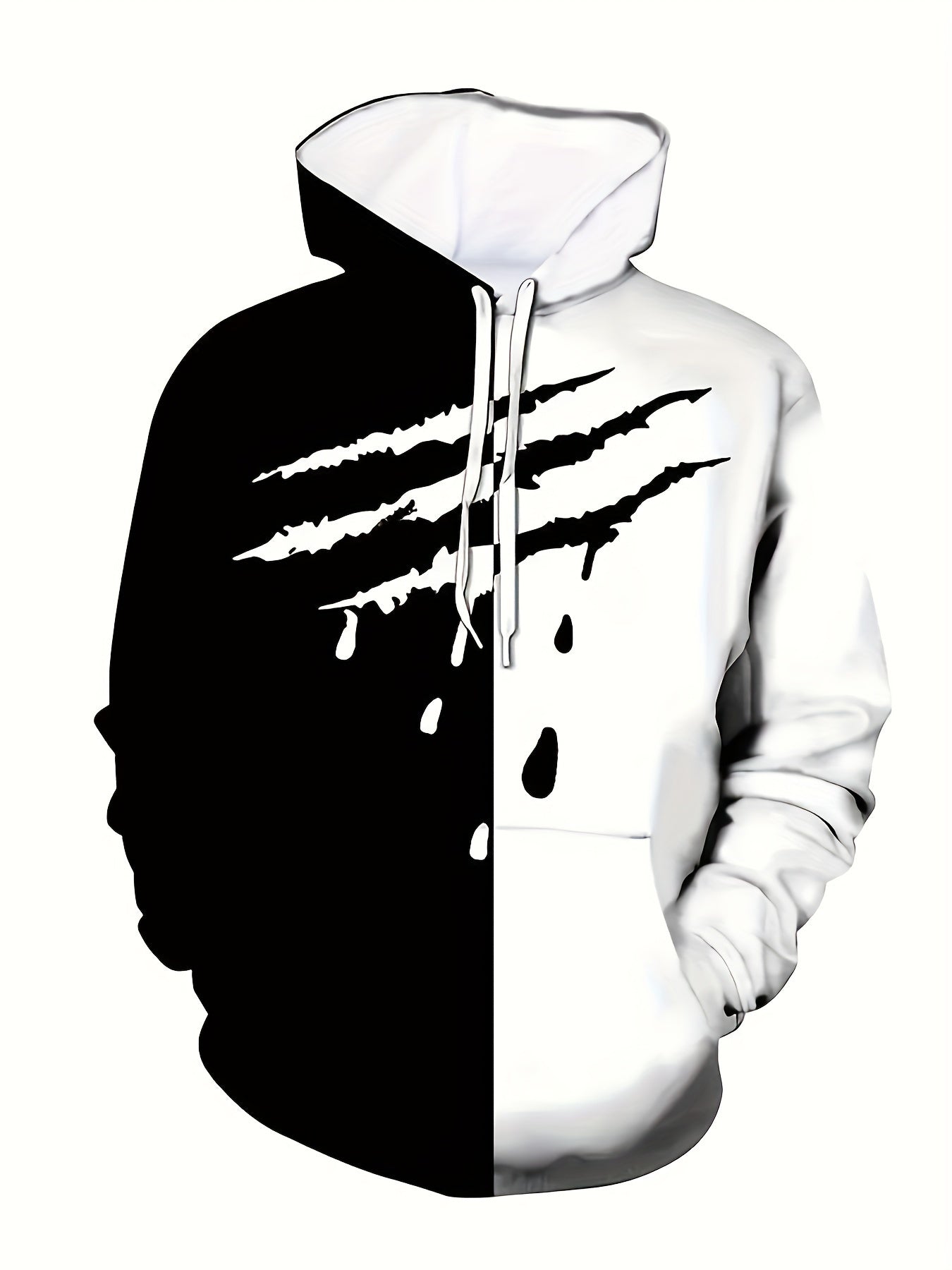 Scratches Print Block Hoodie For Men