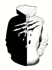 Scratches Print Block Hoodie For Men