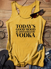 Letter Print Sleeveless Tank Top Racer Back Stretchy Summer Sports Top