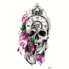Flowers Skull Tattoo Stickers Waterproof Temporary Arm Body Art Stickers