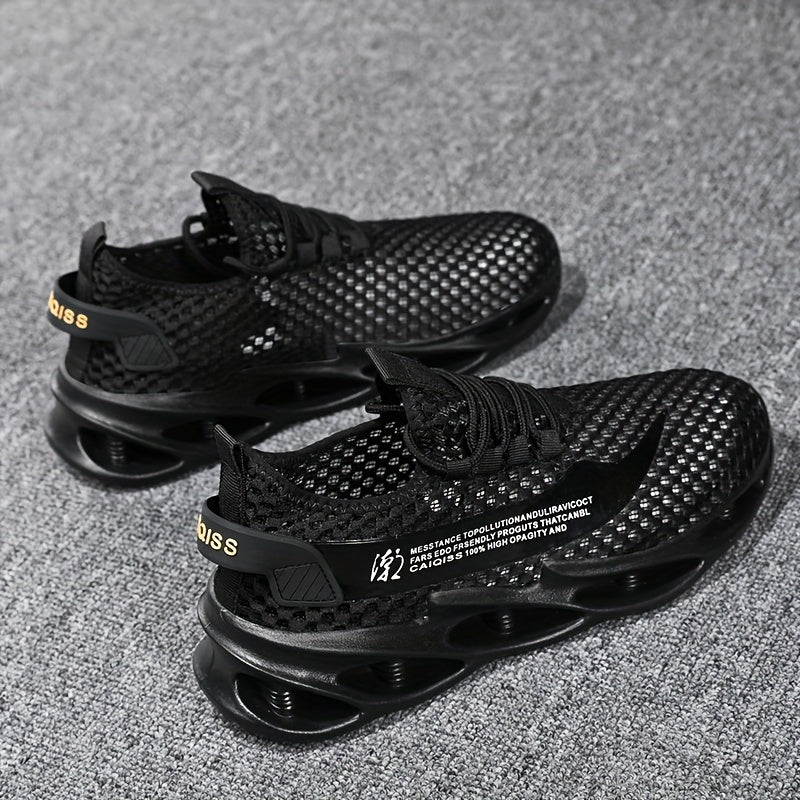 Men's Breathable Lace Up Knitted Blade Sneakers -Casual Outdoor Walking Shoes