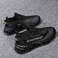 Men's Breathable Lace Up Knitted Blade Sneakers -Casual Outdoor Walking Shoes