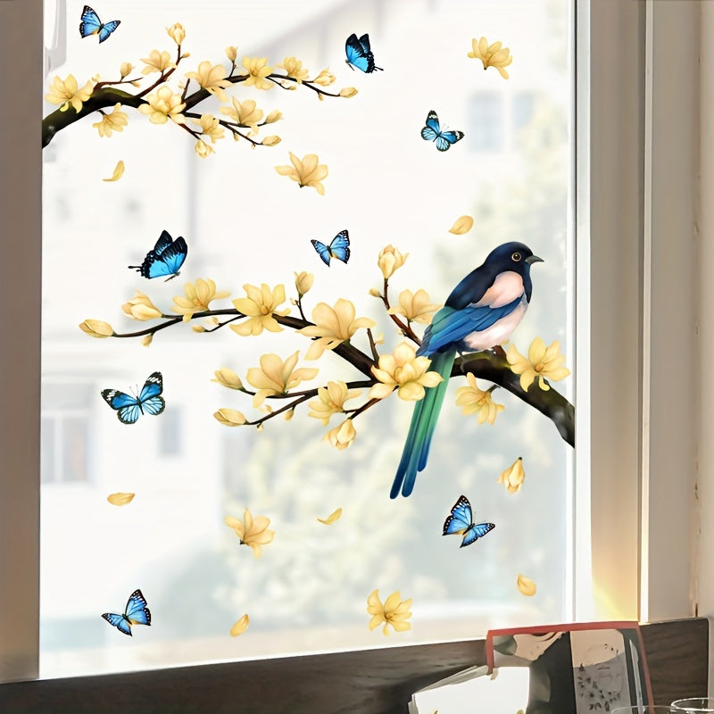 Birds Flowers Window Decal Removable Wall Sticker Self adhesive Office Home