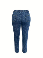 High Waist Slim Fit Washed Jeans