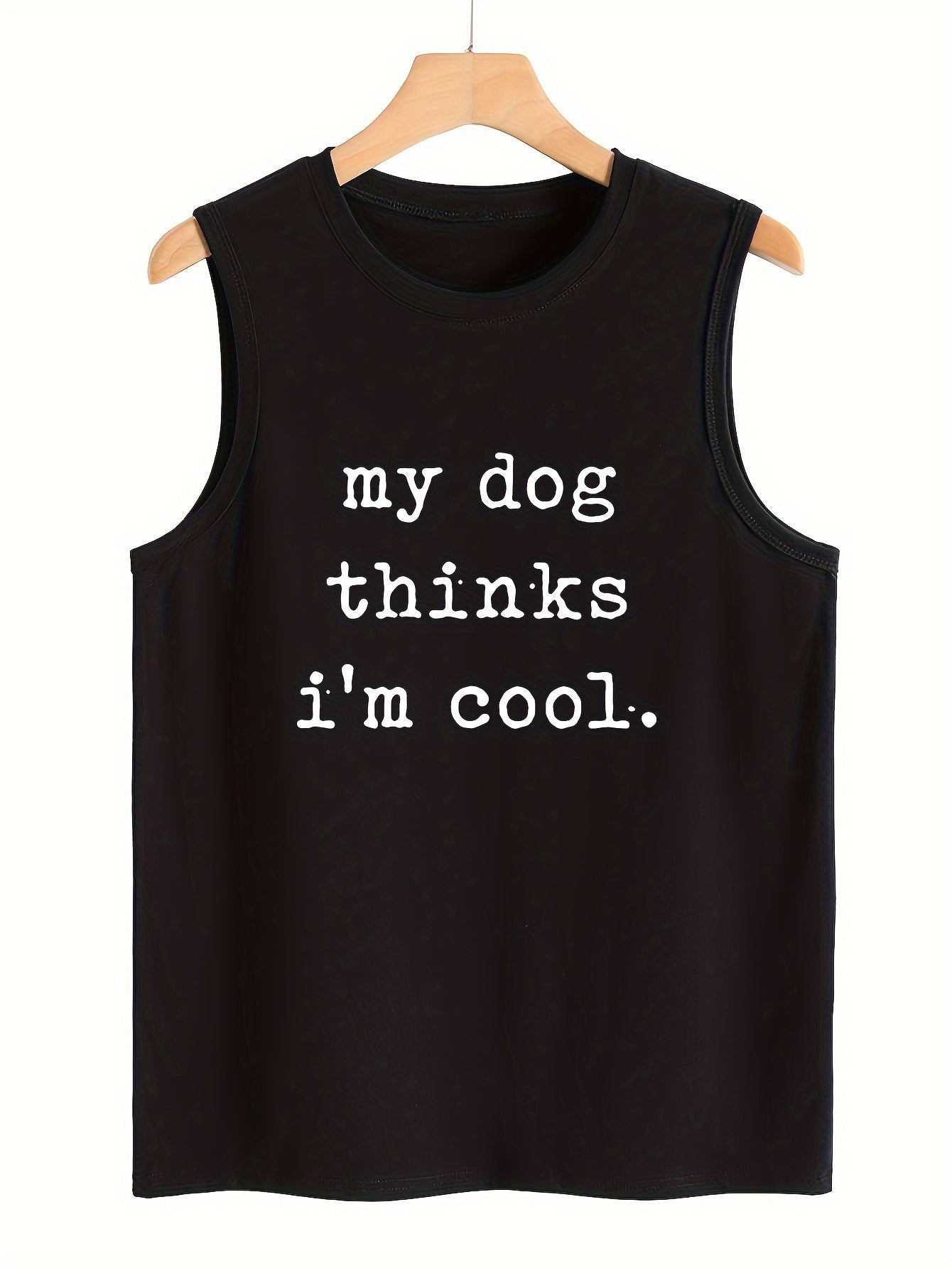 Letter Pattern Stretchy Sports Vest Round Neck Sleeveless Casual Top