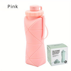 600ml Silicone Folding Water Cup Leakproof Portable Bottle for Outdoor Sports