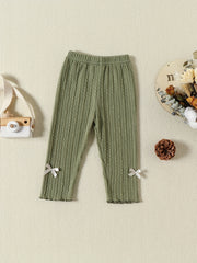 Baby Girl's Cable Knit Legging Pants with Bowknots