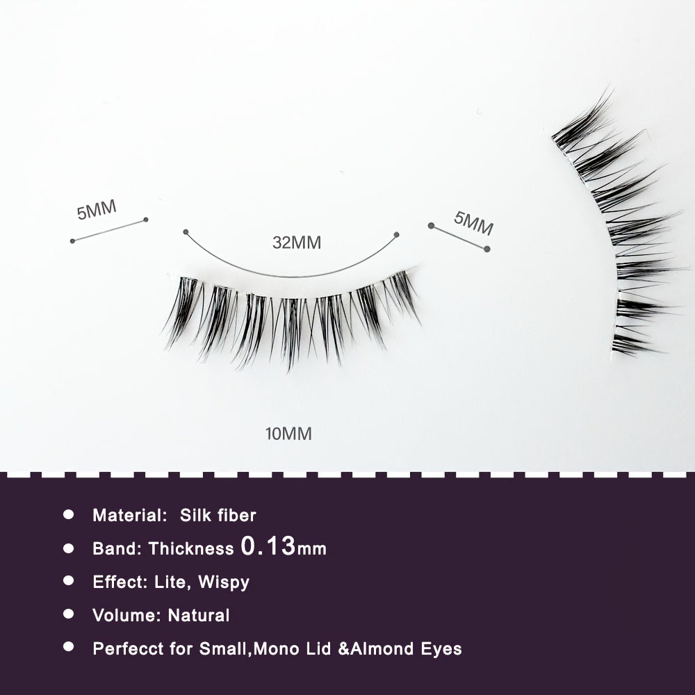 Natural Look False Eyelashes Short & Japanese Lashes Clear Band