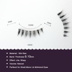Natural Look False Eyelashes Short & Japanese Lashes Clear Band