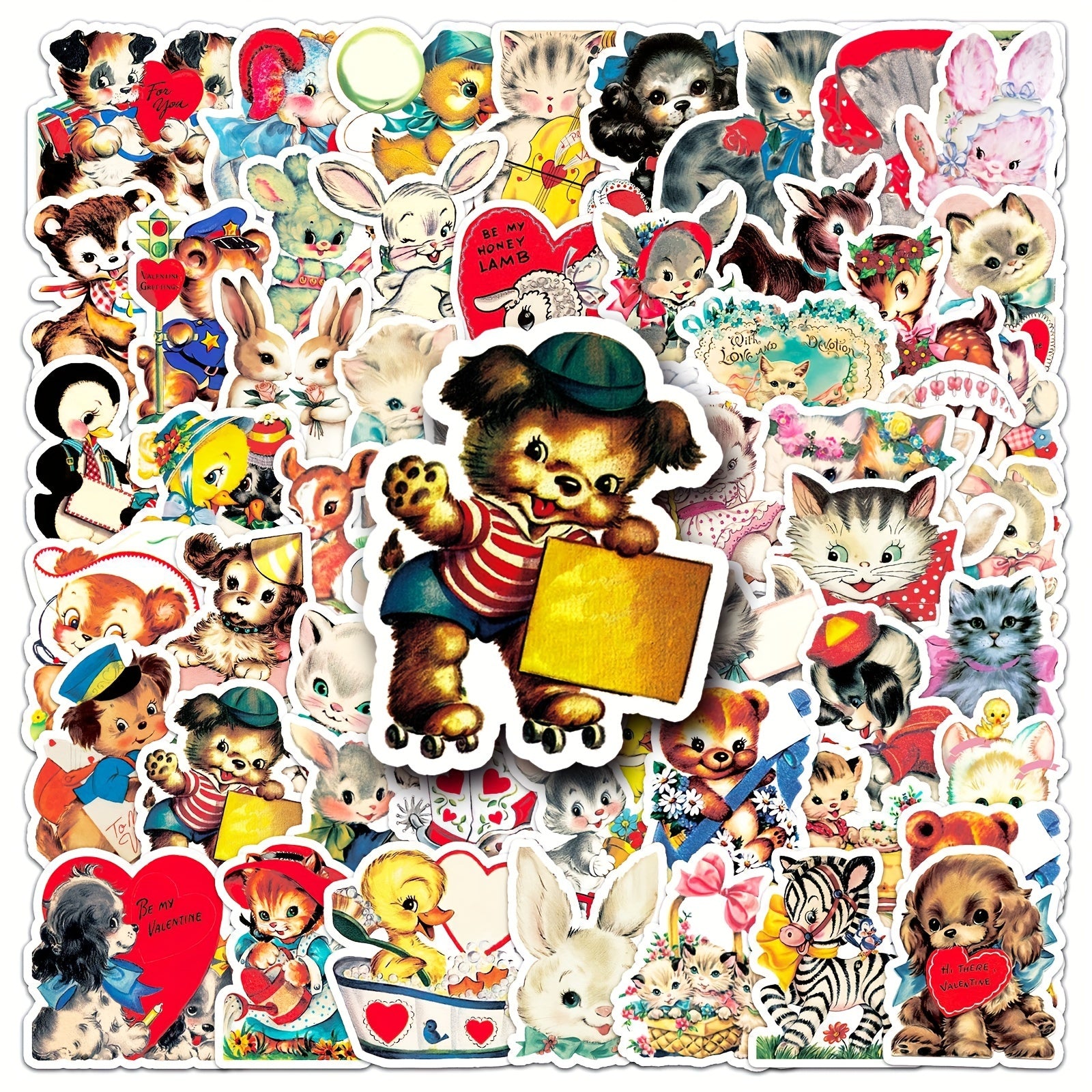 66pcs Cartoon Animal Graffiti Stickers DIY Diary Sticker