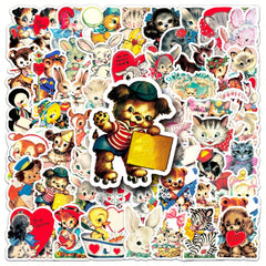 66pcs Cartoon Animal Graffiti Stickers DIY Diary Sticker