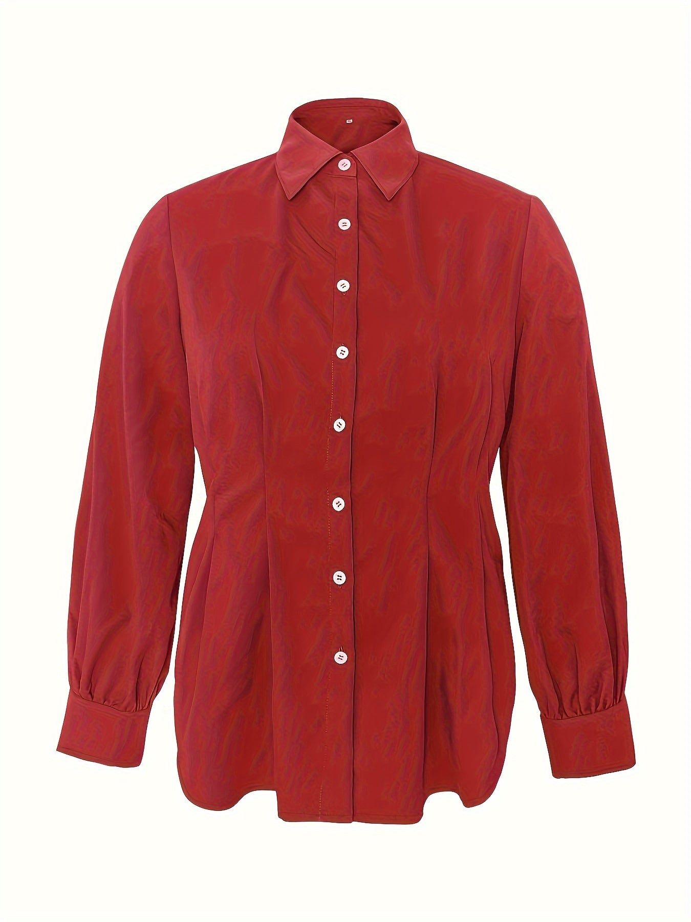Button Up Lantern Sleeve Blouse