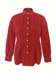 Button Up Lantern Sleeve Blouse