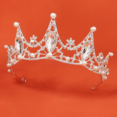 Silvery Flower Crystal Baroque Bridal Hair Accessory