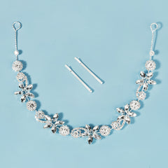 Crystal Silk Wedding Headband Rhinestone Bridal Hairpiece Silver