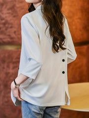 Casual 3/4 Sleeve Blazer Open Front Solid Outerwear