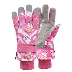 Kids Cartoon Waterproof Winter Gloves for Riding & Skiing, Ages 7-14