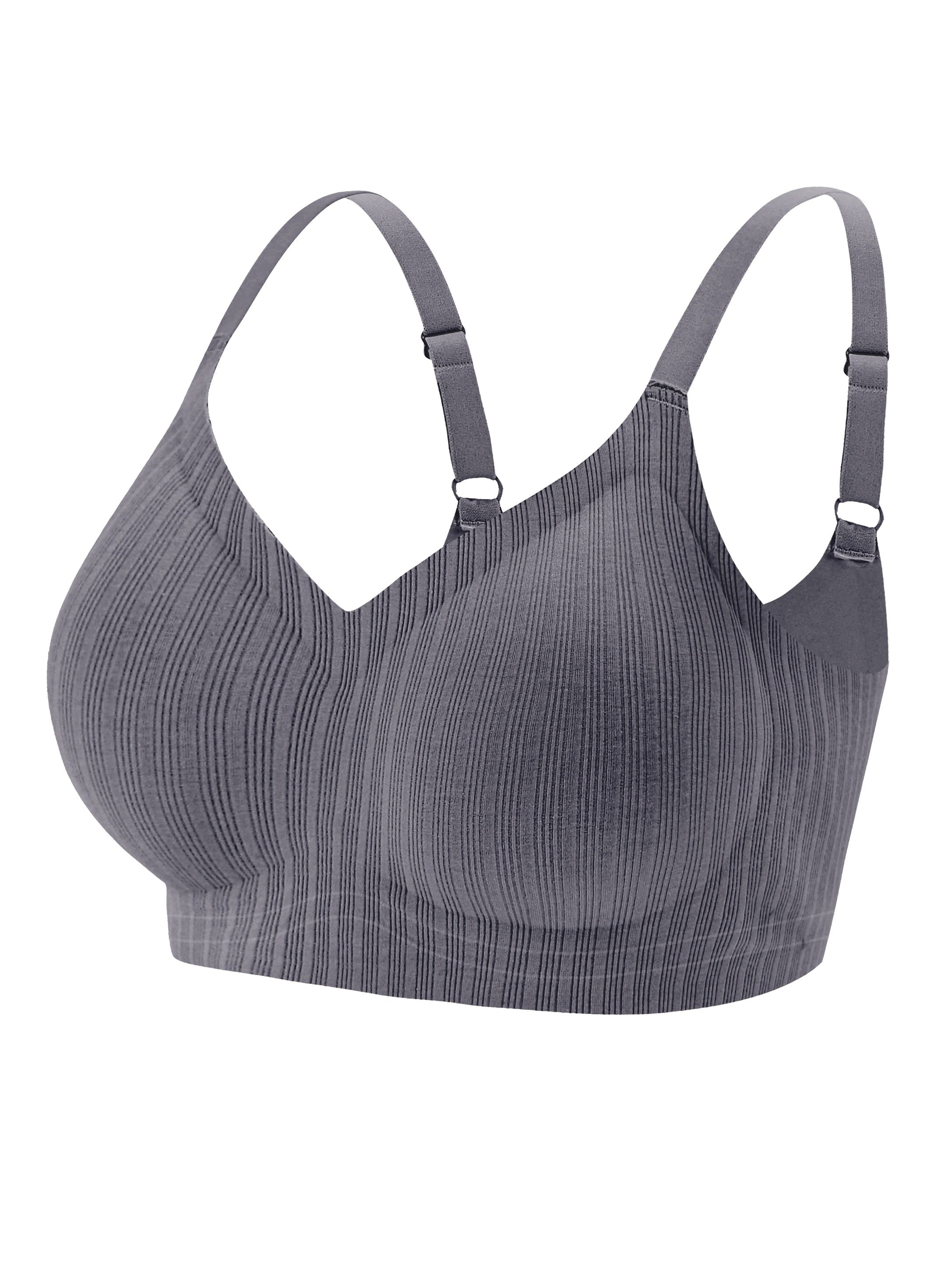Striped Side Wireless Bra Breathable Everyday Lingerie