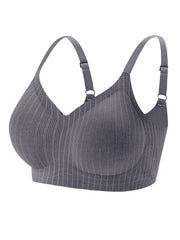 Striped Side Wireless Bra Breathable Everyday Lingerie