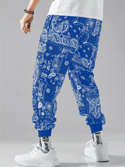 Men's Graphic Cargo Pants With Drawstring Comfy Casual Slightly Stretch Pants