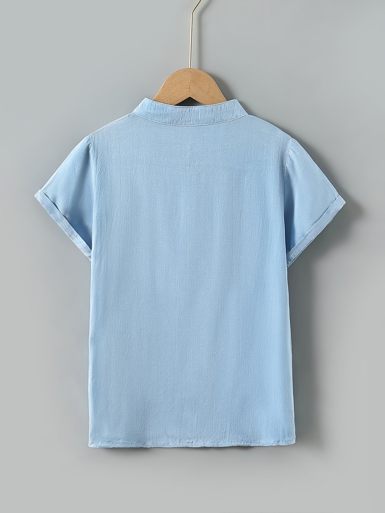 Boys Short Sleeve Stand Collar Shirt
