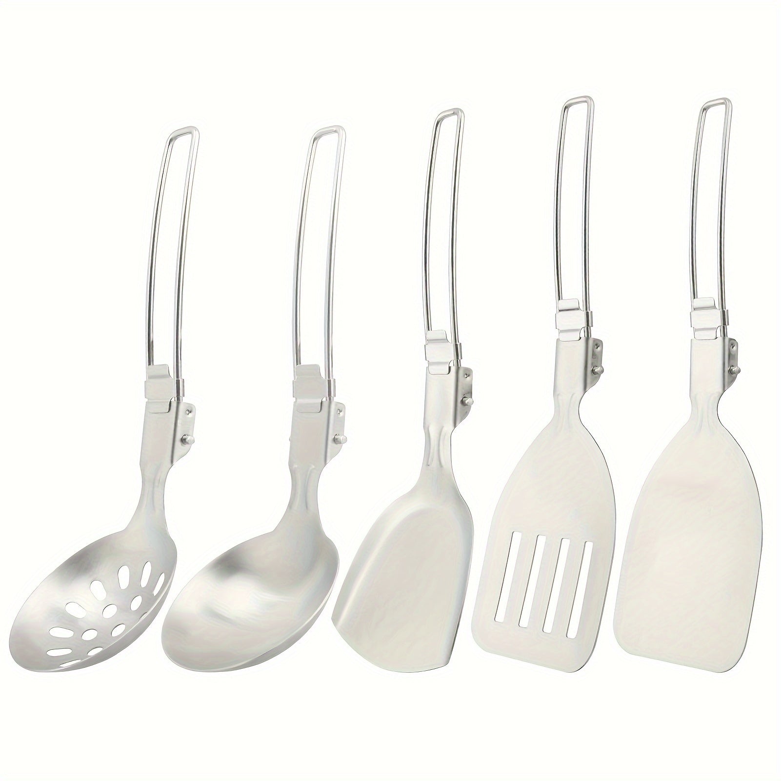 5pcs Portable Stainless Steel Cooking Utensils for Camping and Picnics