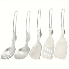 5pcs Portable Stainless Steel Cooking Utensils for Camping and Picnics